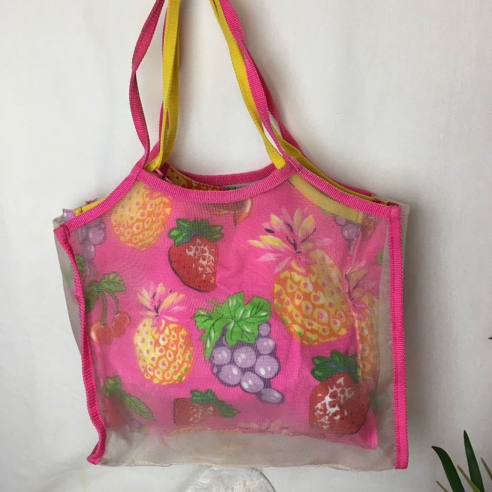 Double Tote Purse pink Fruit